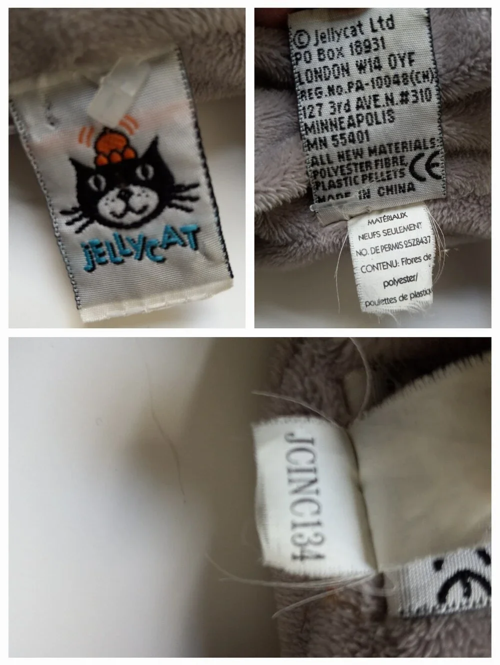 Jellycat Cushkin Elephant Plush Stuffed Animal Gray Polka Dot Retired FLAW